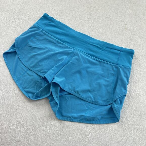 Lululemon Women Solid Bright Kayak Blue 4-way Mid Rise 2.5" Run Speed Short 6 - Picture 2 of 8